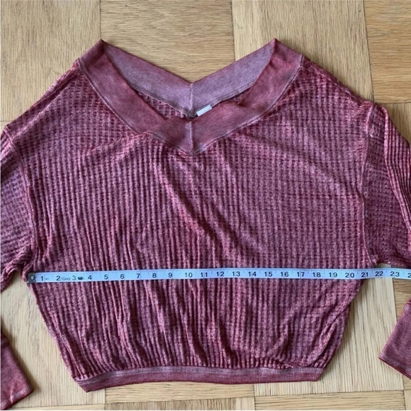 Free People We The Free XS South Side Oversized Thermal Top Cinnamon Waffle - Picture 6 of 8